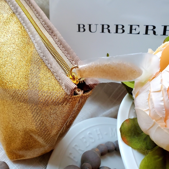 Burberry Bags Burberry Beauty Cosmetic Pouch In Metallic Gold
